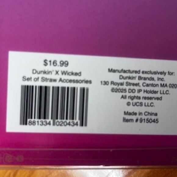 Dunkin Wicked For Good Set of Straw Accessories Witch Broom Lollipop Cup‎ Topper - Picture 6 of 6